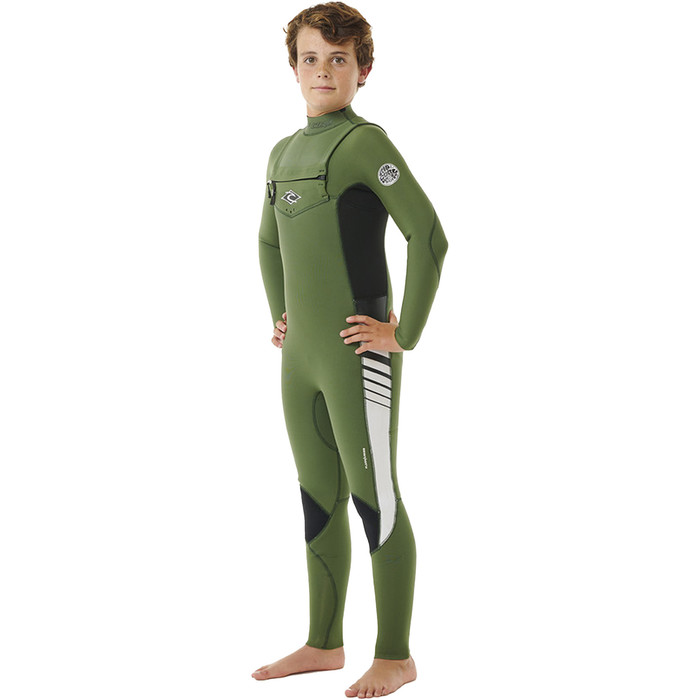 2024 Rip Curl Junior Dawn Patrol 4/3mm Chest Zip Wetsuit 13LBFS - Green